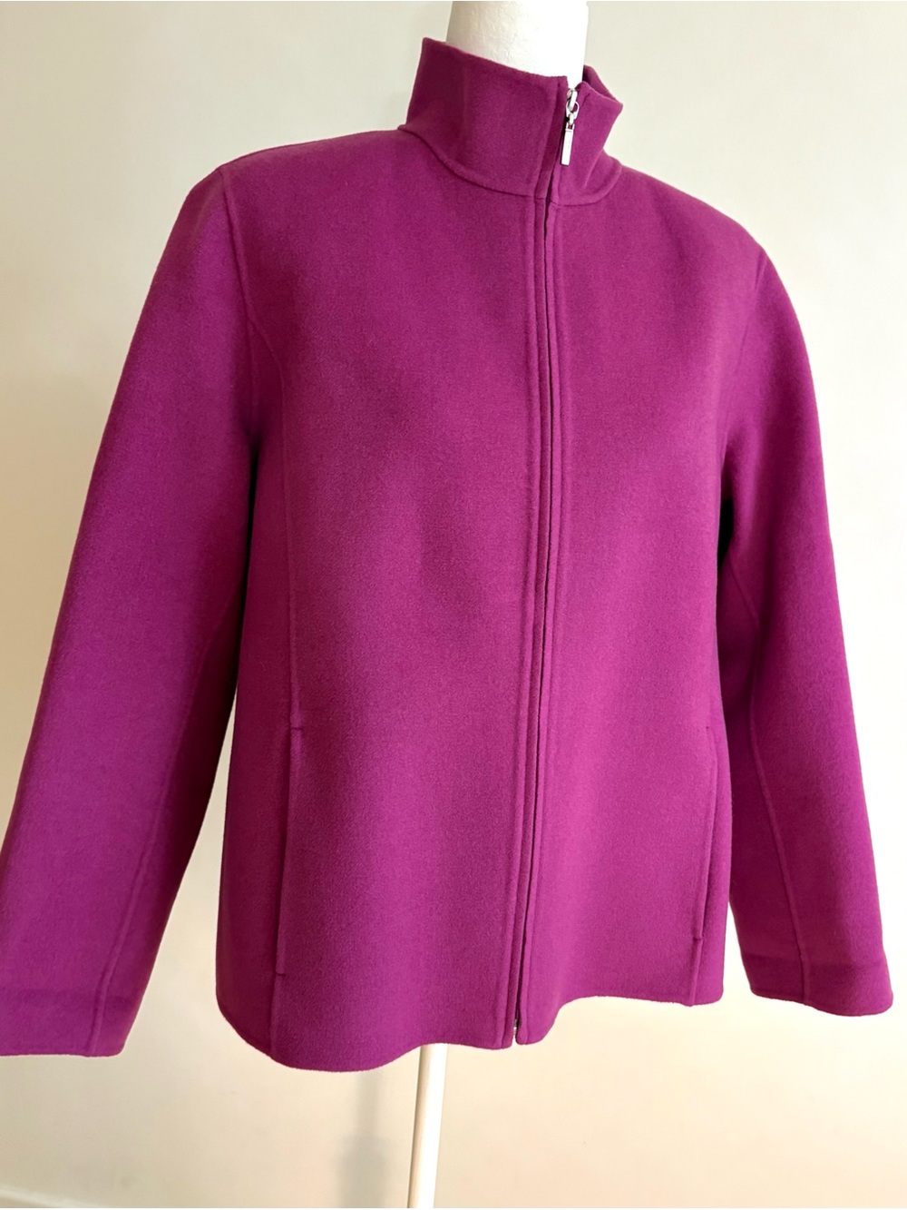 Alexandra Bartlett Woman 100% Wool Full Zip Jacket Fuchsia Purple 1X
